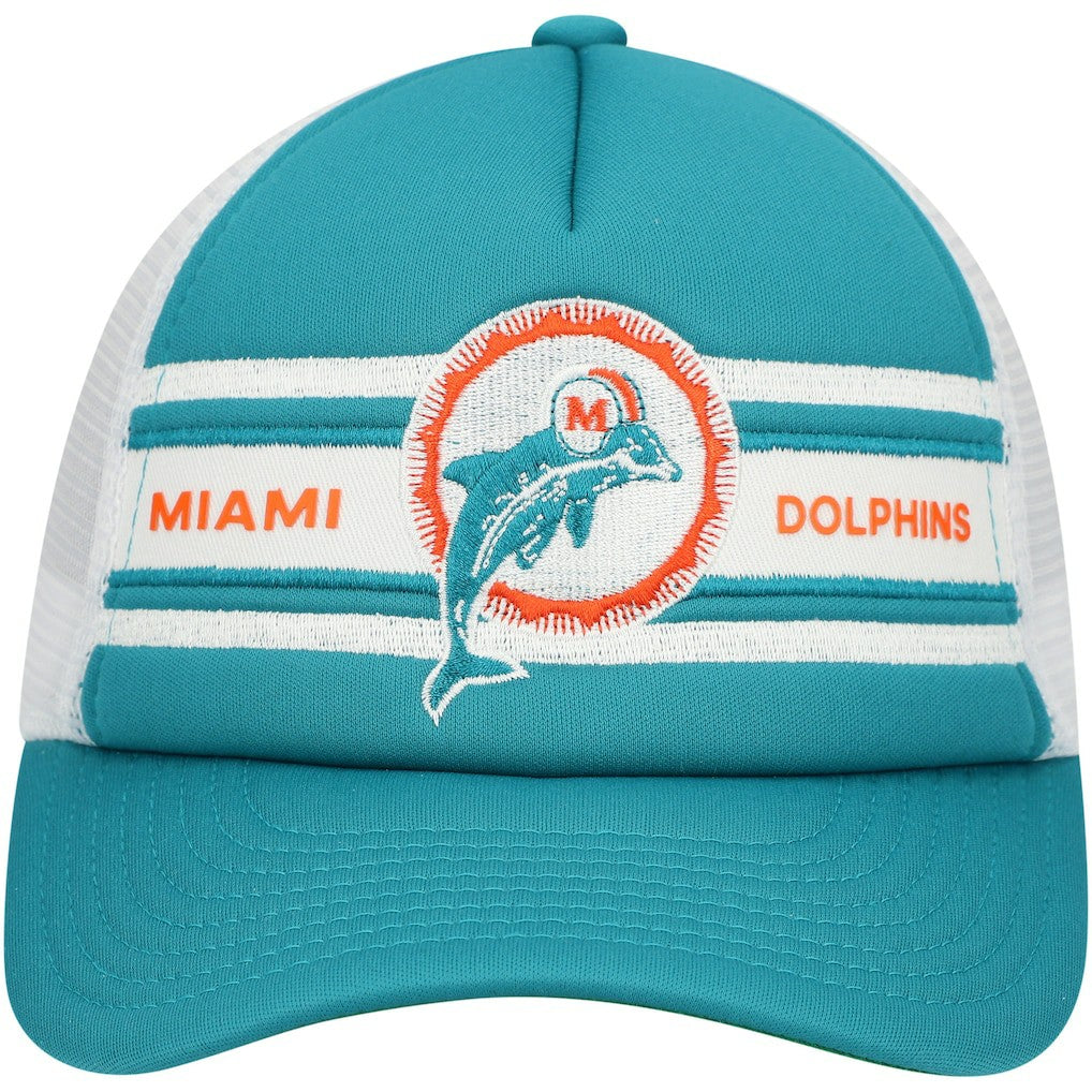 Miami Dolphins Youth Stripe Trucker Adjustable Hat Aqua