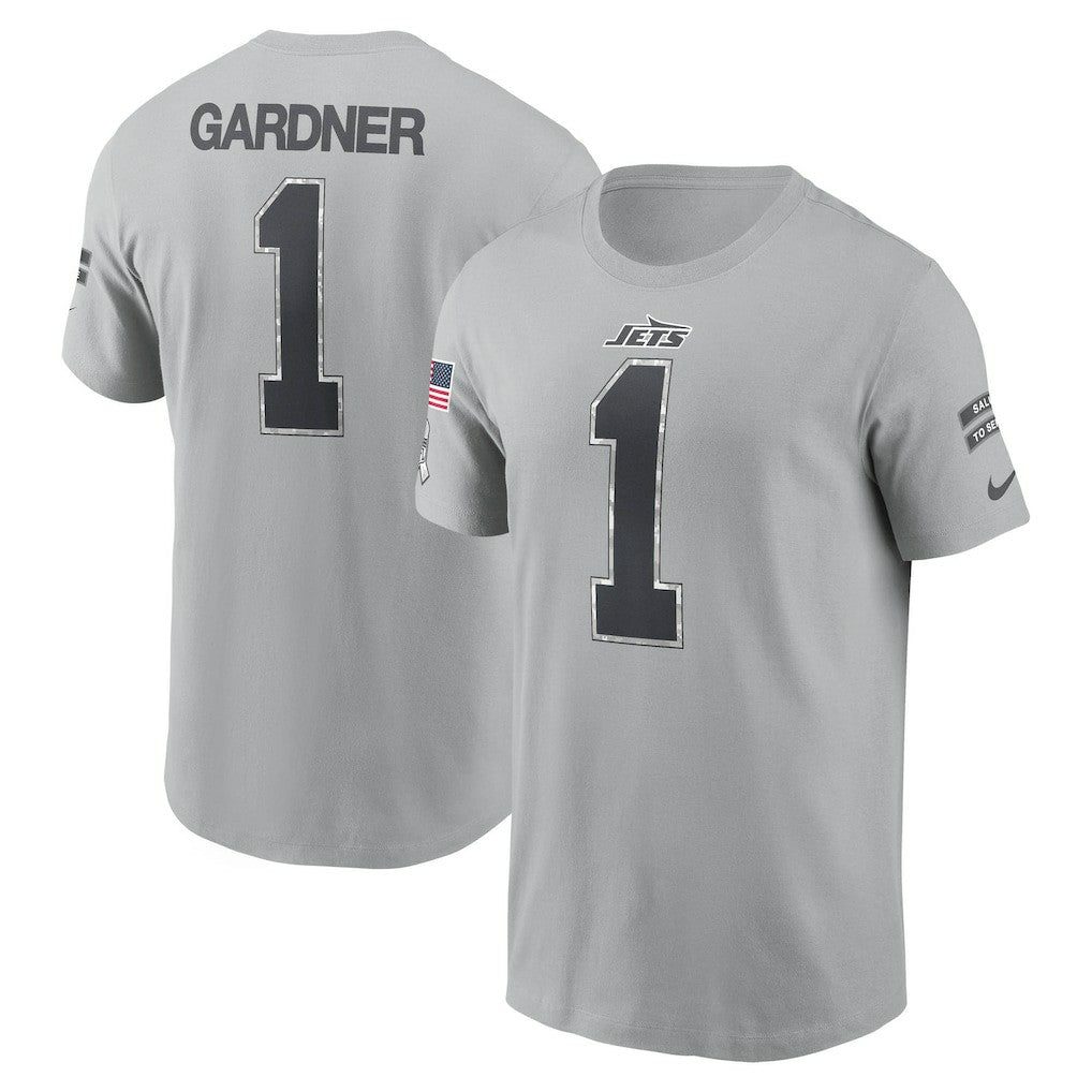 Ahmad Sauce Gardner New York Jets 2024 Salute To Service Name & Number T-Shirt Gray