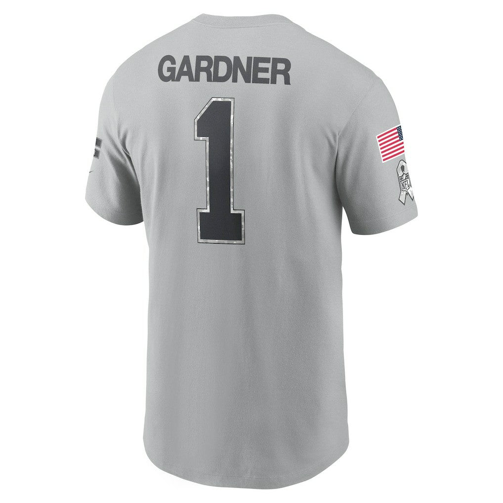Ahmad Sauce Gardner New York Jets 2024 Salute To Service Name & Number T-Shirt Gray