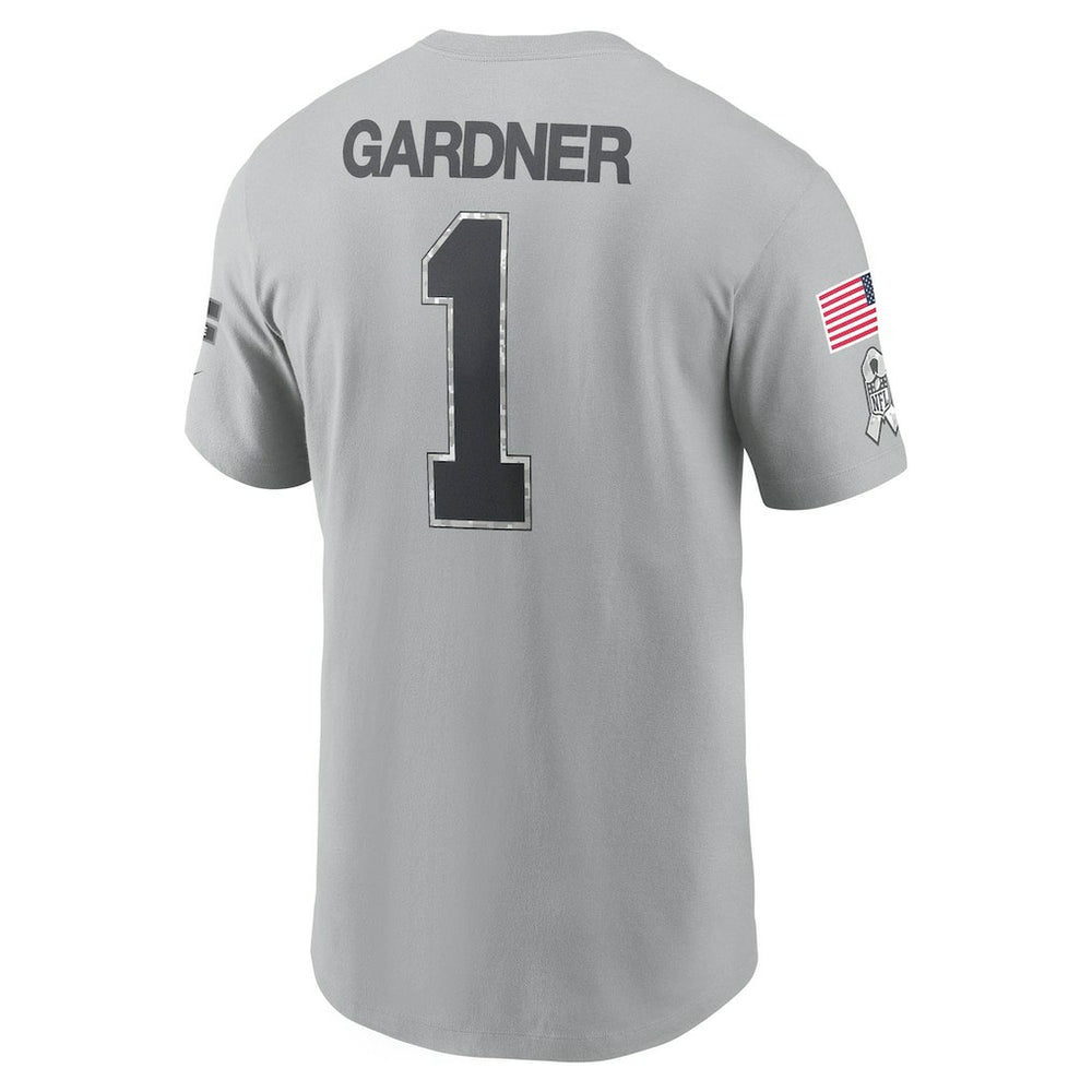 Ahmad Sauce Gardner New York Jets 2024 Salute To Service Name & Number T-Shirt Gray