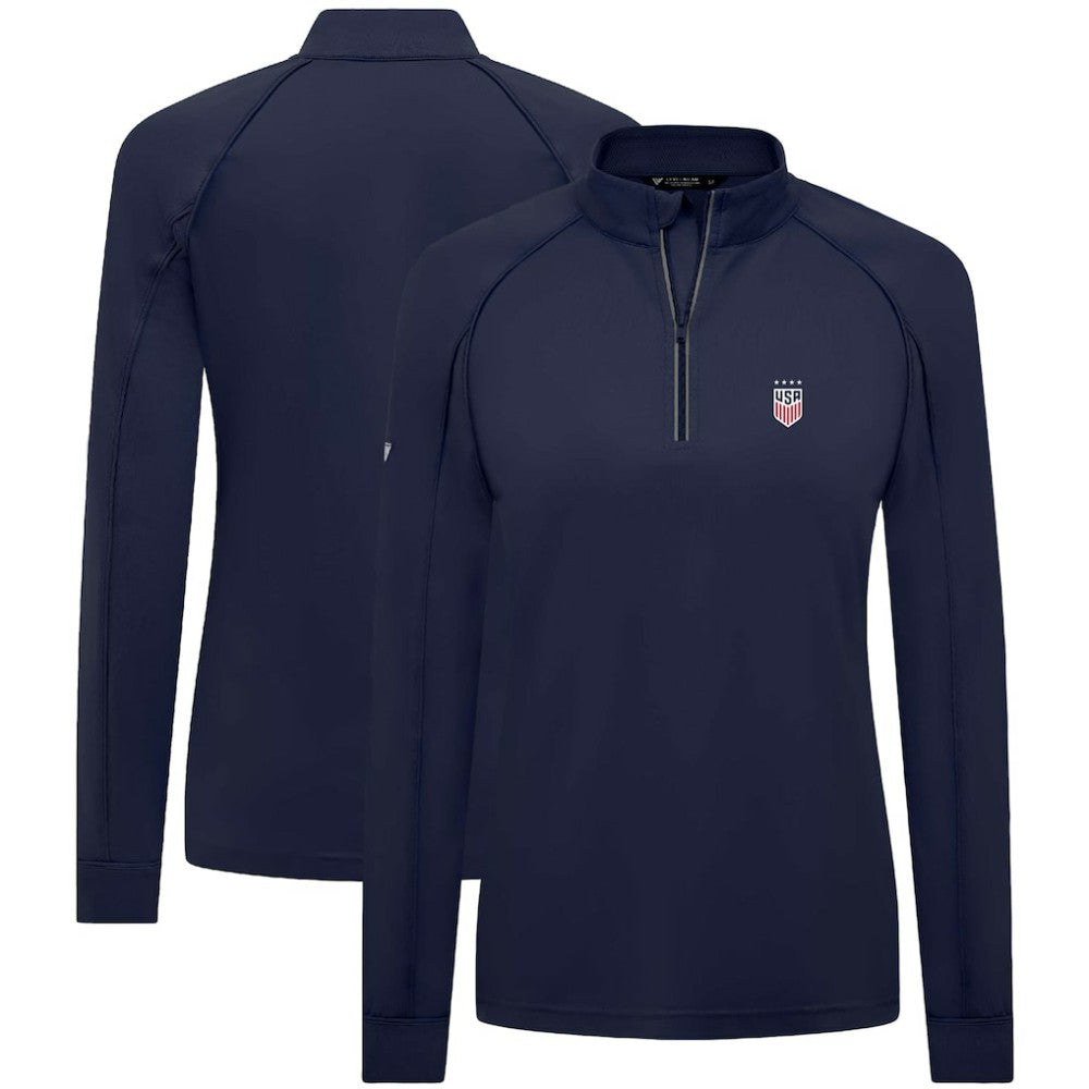 USWNT Levelwear Women's Kinetic Insignia Quarter-Zip Pullover Navy