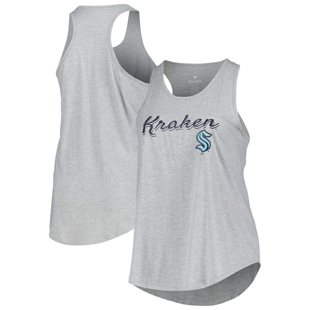 NHL Seattle Kraken Fanatics Women's Plus Size Racerback Tank Top - Heather Gray