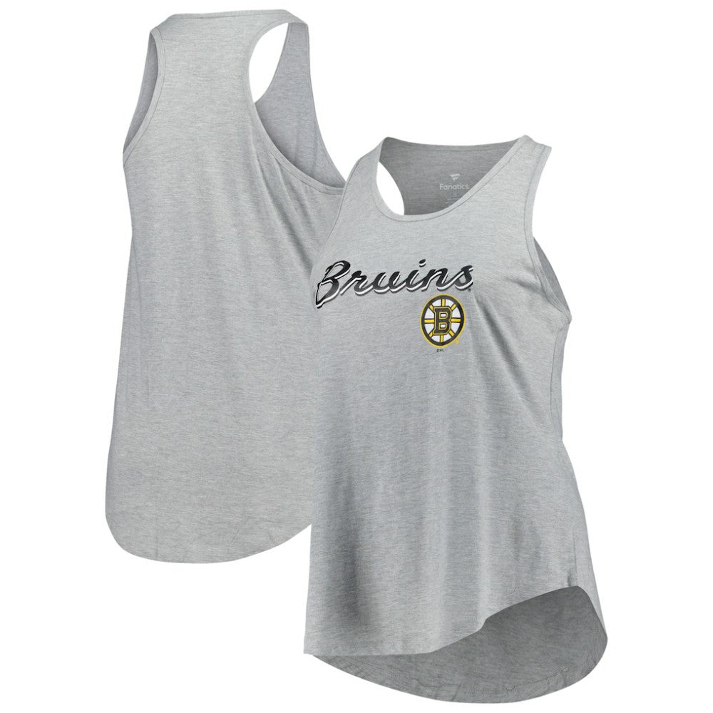 NHL Boston Bruins Fanatics Women's Plus Size Racerback Tank Top - Heather Gray