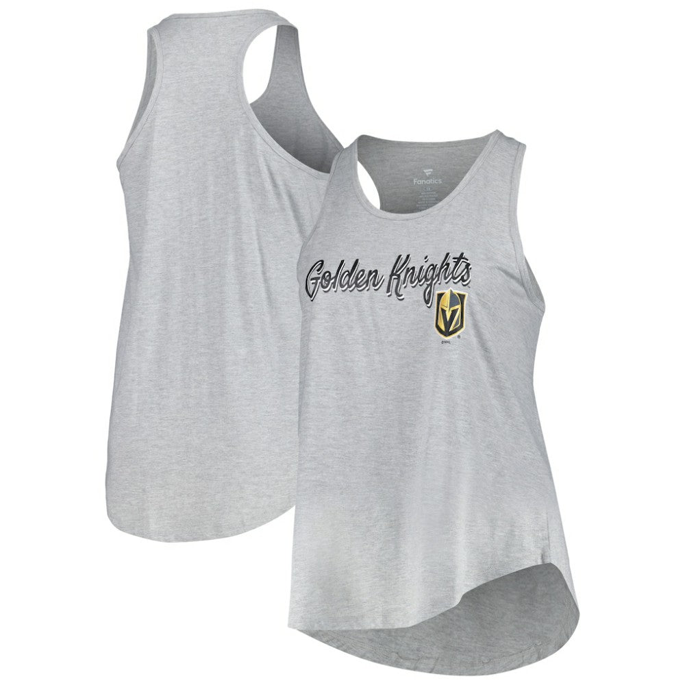 NHL Vegas Golden Knights Fanatics Women's Plus Size Racerback Tank Top - Heather Gray