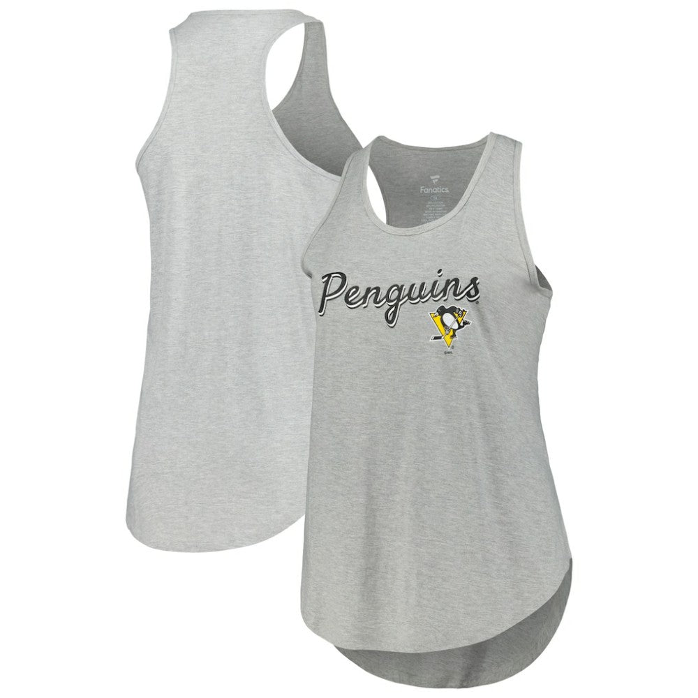 NHL Pittsburgh Penguins Fanatics Women's Plus Size Racerback Tank Top - Heather Gray