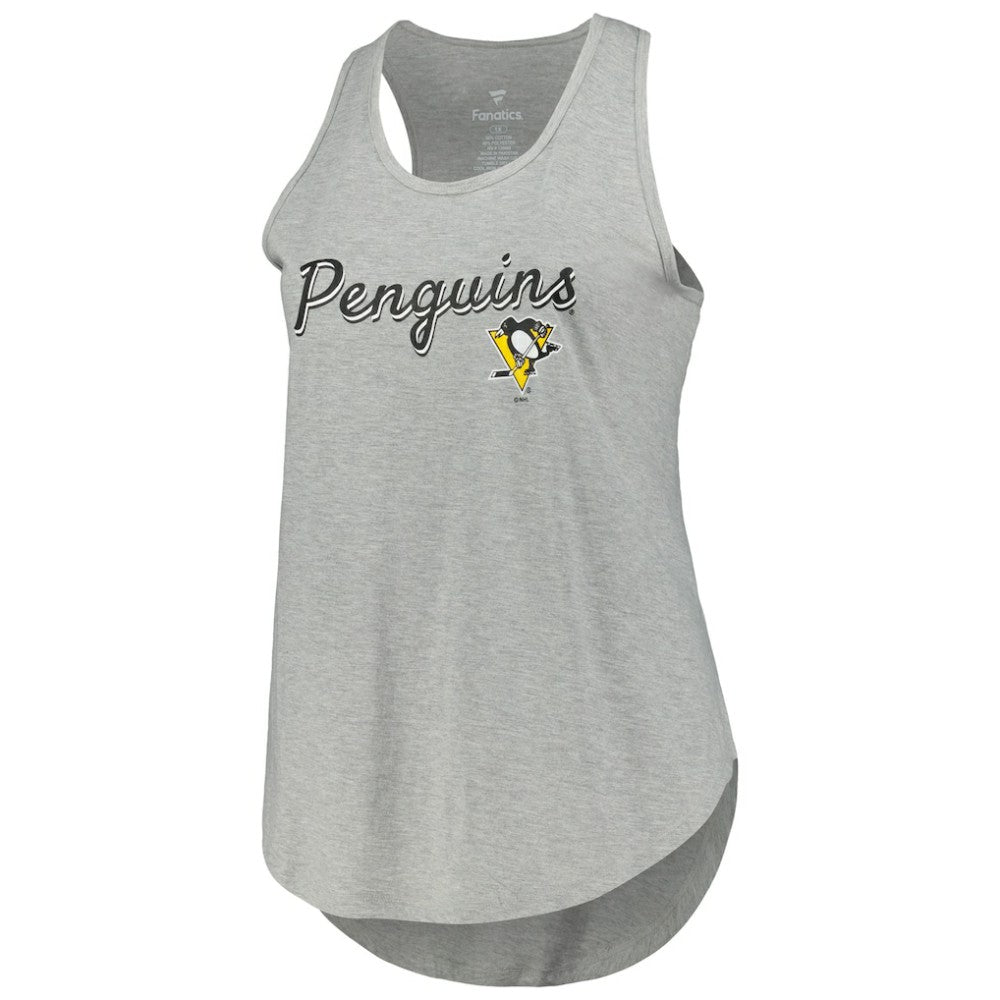 NHL Pittsburgh Penguins Fanatics Women's Plus Size Racerback Tank Top - Heather Gray