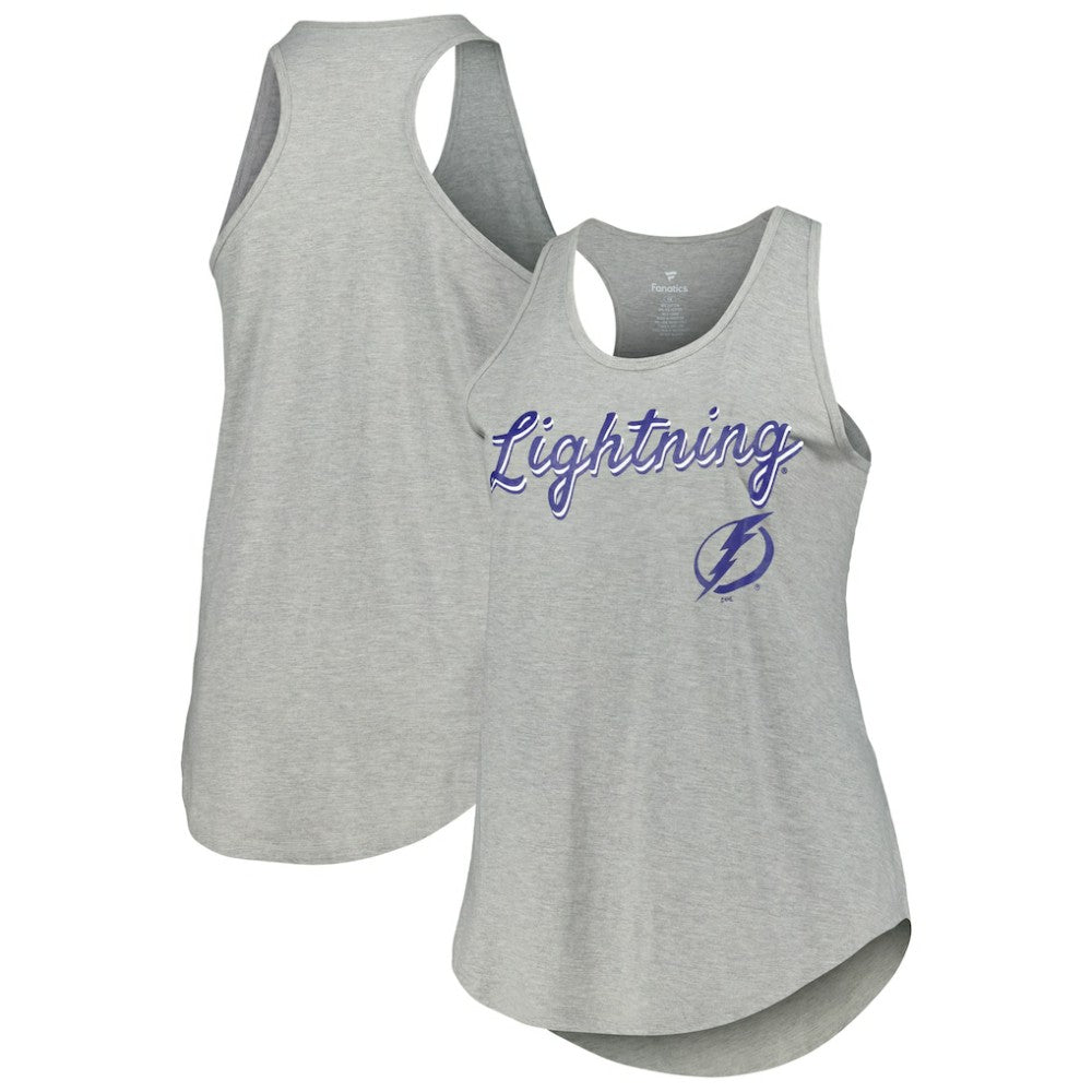 NHL Tampa Bay Lightning Fanatics Women's Plus Size Racerback Tank Top - Heather Gray