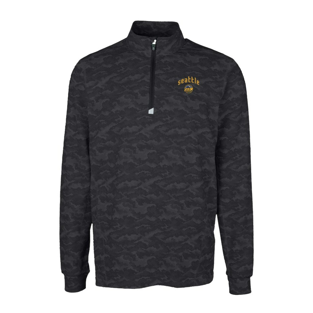 Seattle Mariners Cutter & Buck City Connect Big & Tall Traverse Camo Print Stretch Quarter-Zip Pullover Top - Black Pullover