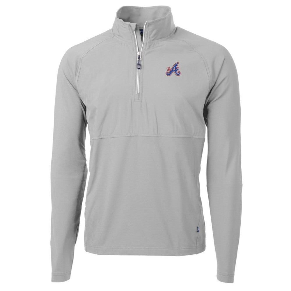 Atlanta Braves Cutter & Buck City Connect Adapt Eco Knit Hybrid Recycled Quarter-Zip Pullover Top - Gray Pullover