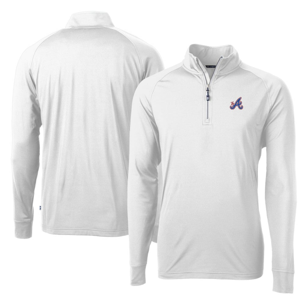 Atlanta Braves Cutter & Buck City Connect Adapt Eco Knit Stretch Recycled Quarter-Zip Pullover Top - White Pullover