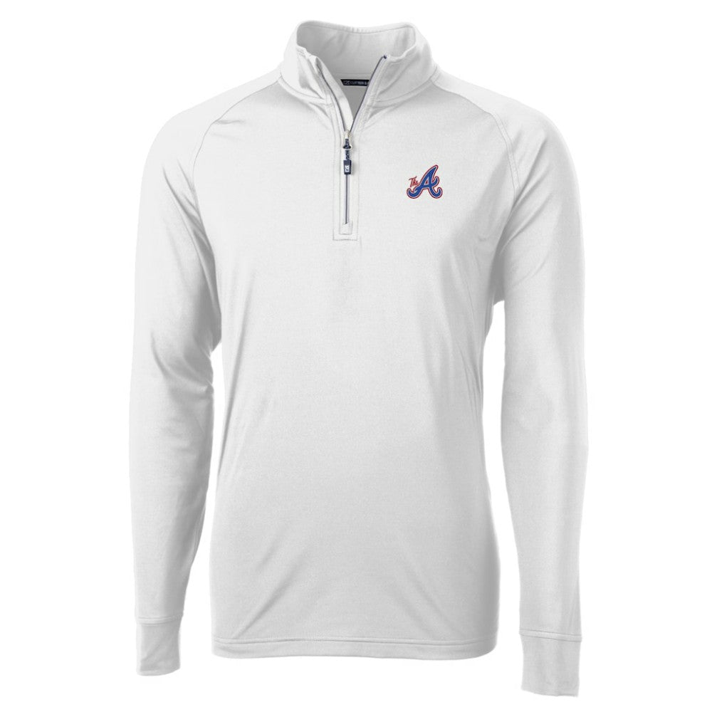 Atlanta Braves Cutter & Buck City Connect Adapt Eco Knit Stretch Recycled Quarter-Zip Pullover Top - White Pullover
