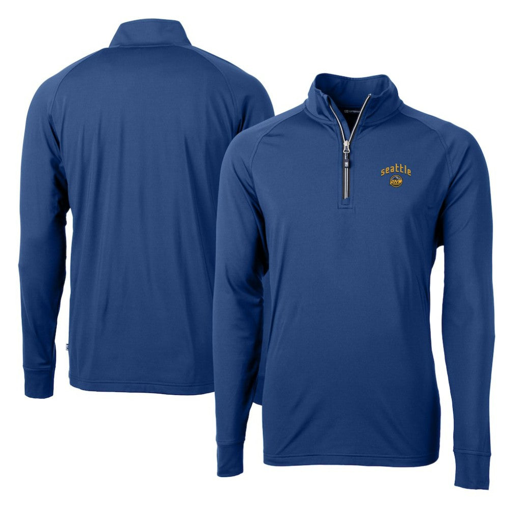 Seattle Mariners Cutter & Buck City Connect Adapt Eco Knit Stretch Recycled Quarter-Zip Pullover Top - Blue Pullover