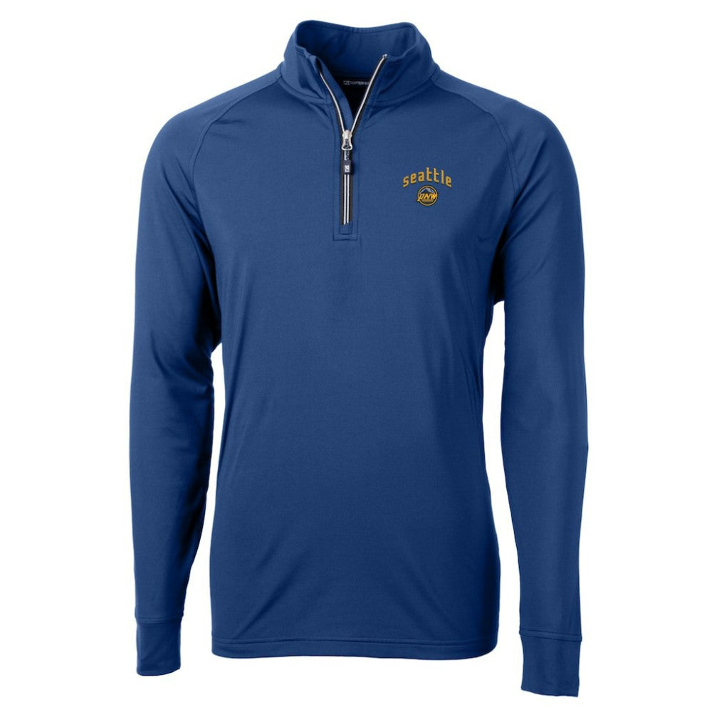 Seattle Mariners Cutter & Buck City Connect Adapt Eco Knit Stretch Recycled Quarter-Zip Pullover Top - Blue Pullover