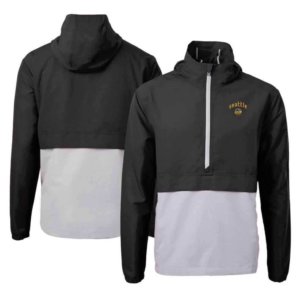 Seattle Mariners Cutter & Buck City Connect Charter Eco Recycled Half-Zip Anorak Jacket - Black/Gray Jackets