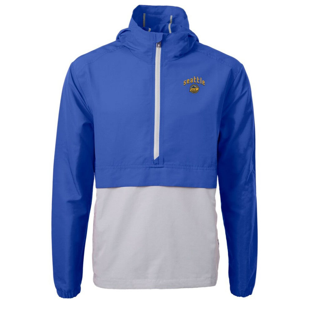 Seattle Mariners Cutter & Buck City Connect Charter Eco Recycled Half-Zip Anorak Jacket - Blue/Gray Jackets
