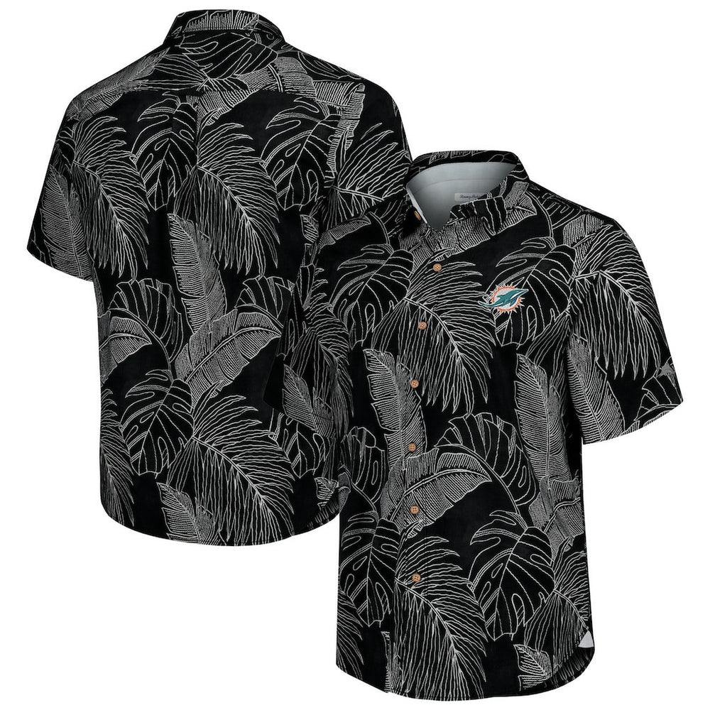 Miami Dolphins Sport Vine Line Button-Down Shirt Black