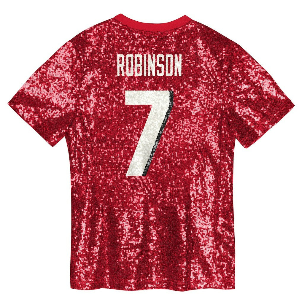 Bijan Robinson Atlanta Falcons Girls Youth Sequin V-Neck Fashion Jersey Red