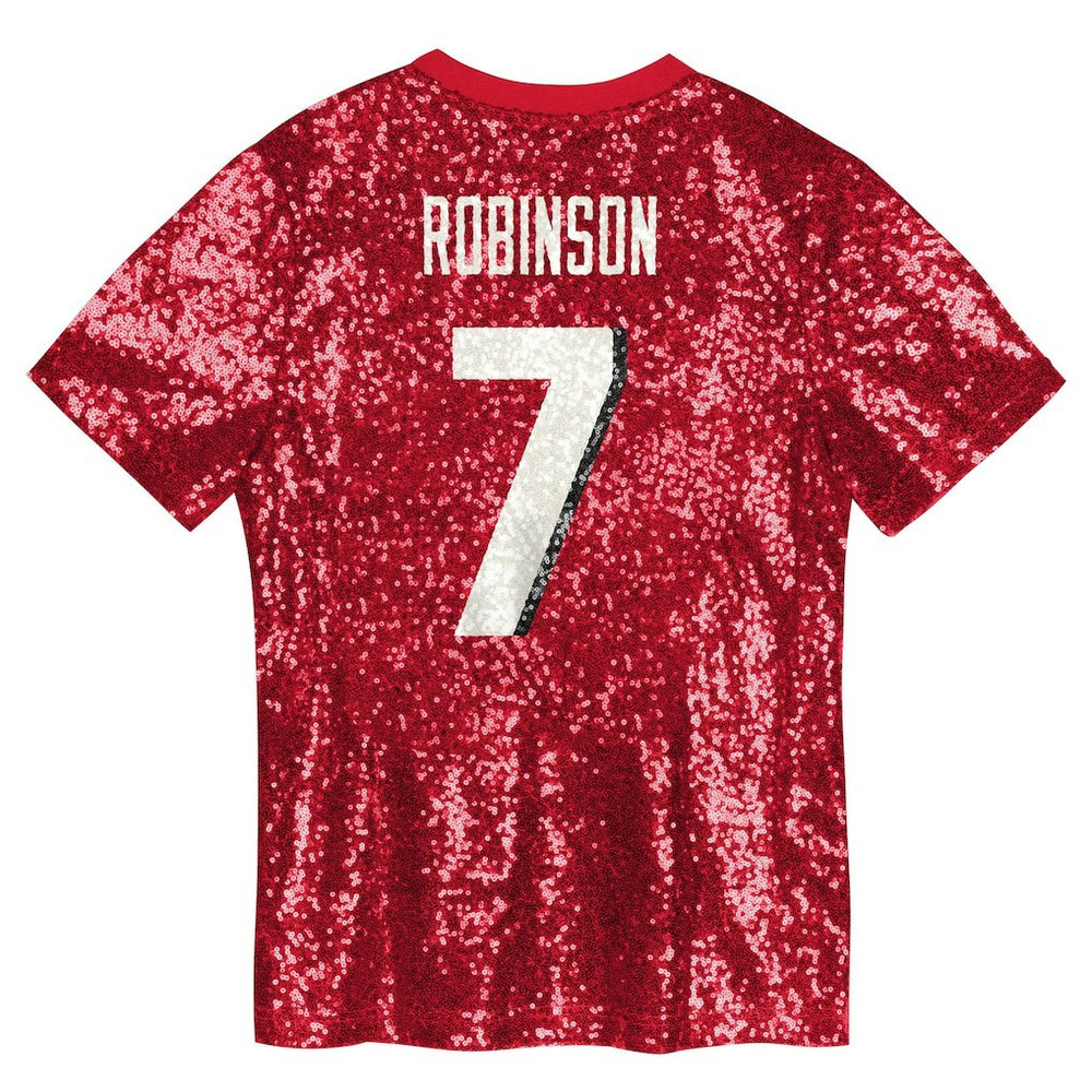 Bijan Robinson Atlanta Falcons Girls Youth Sequin V-Neck Fashion Jersey Red