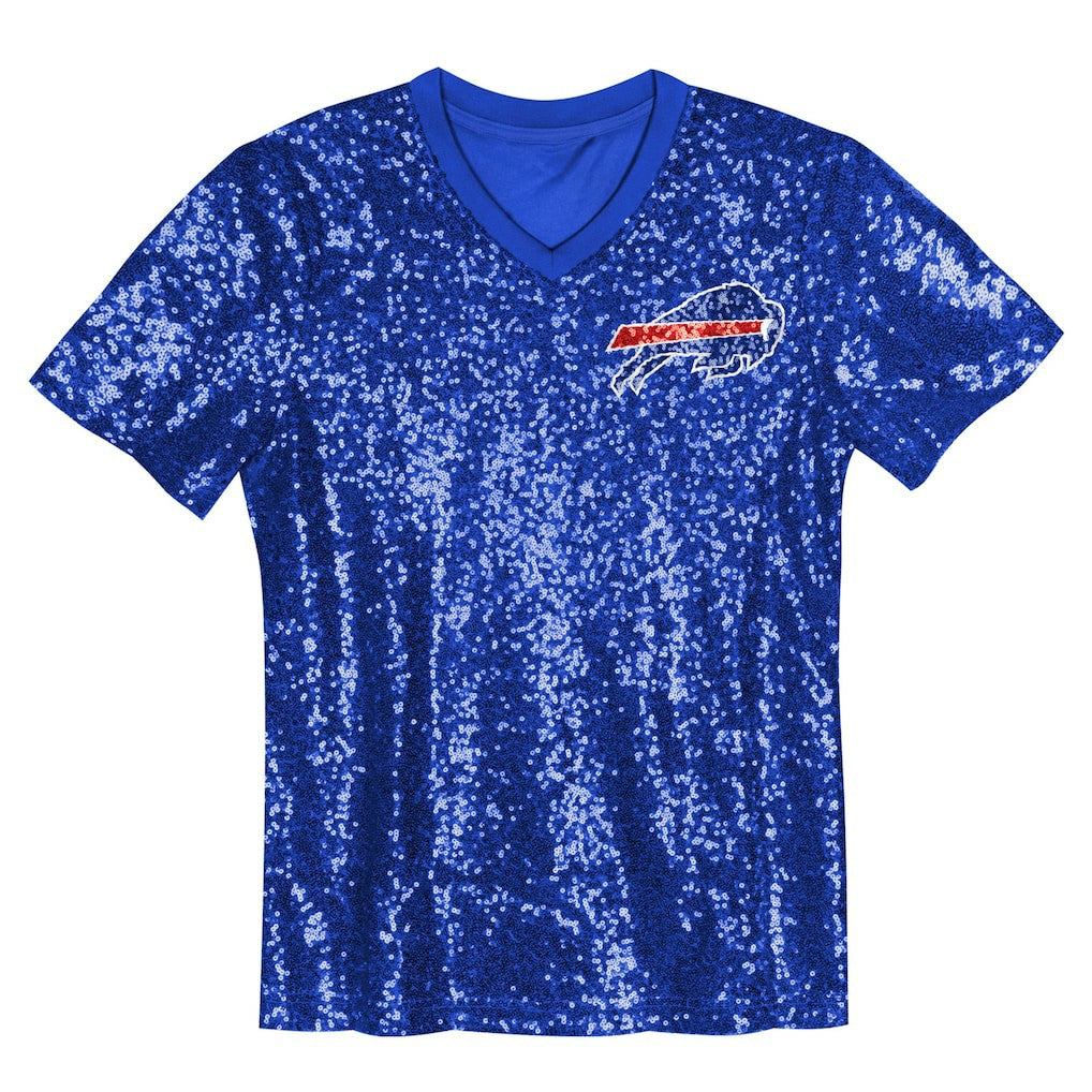 Josh Allen Buffalo Bills Girls Youth Sequin V-Neck Fashion Jersey Royal