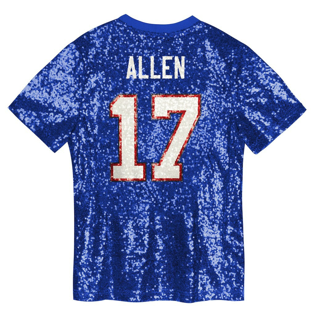 Josh Allen Buffalo Bills Girls Youth Sequin V-Neck Fashion Jersey Royal