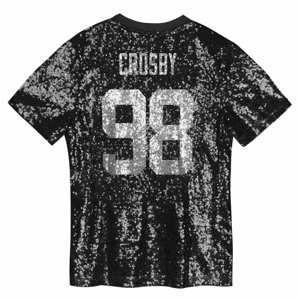 Maxx Crosby Las Vegas Raiders Girls Youth Sequin V-Neck Fashion Jersey Black