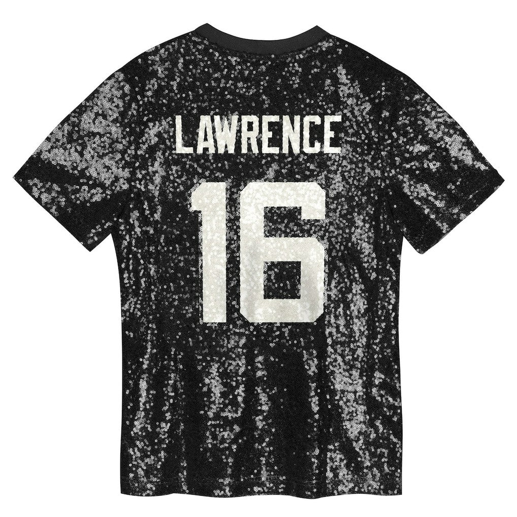 Trevor Lawrence Jacksonville Jaguars Girls Youth Sequin V-Neck Fashion Jersey Black