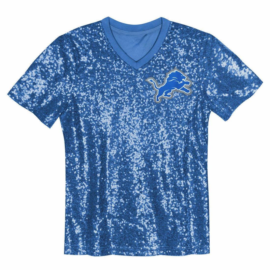 Aidan Hutchinson Detroit Lions Girls Youth Sequin V-Neck Fashion Jersey Blue