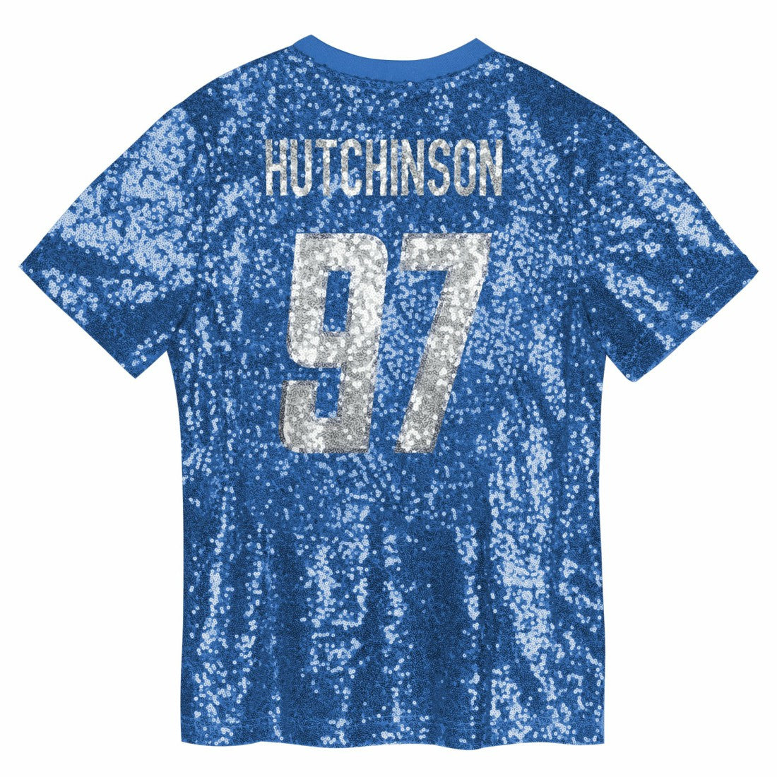 Aidan Hutchinson Detroit Lions Girls Youth Sequin V-Neck Fashion Jersey Blue