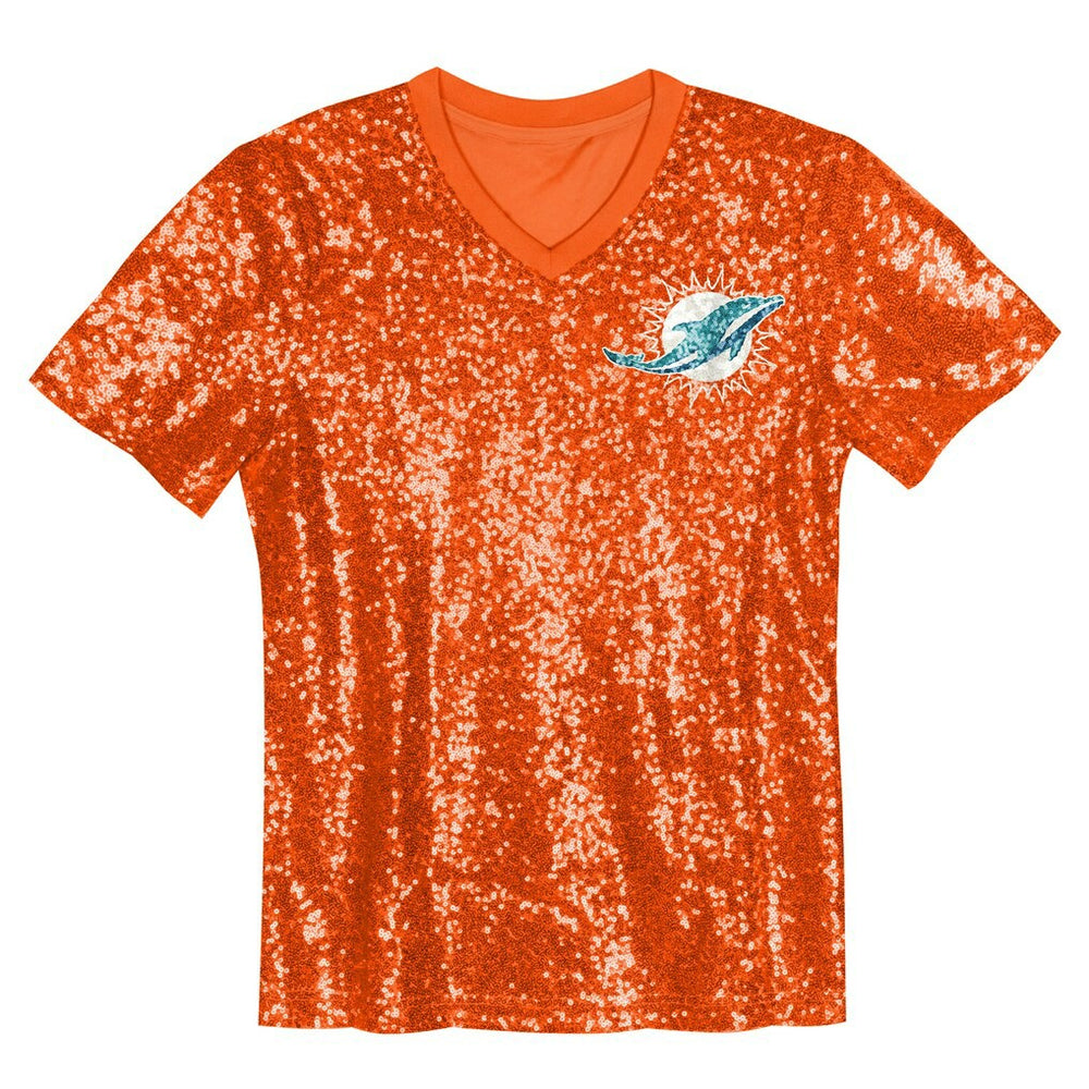Tyreek Hill Miami Dolphins Girls Youth Sequin V-Neck Fashion Jersey Orange
