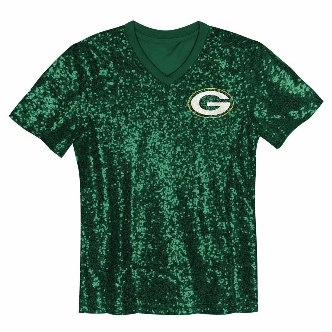Jordan Love Green Bay Packers Girls Youth Sequin V-Neck Fashion Jersey Green