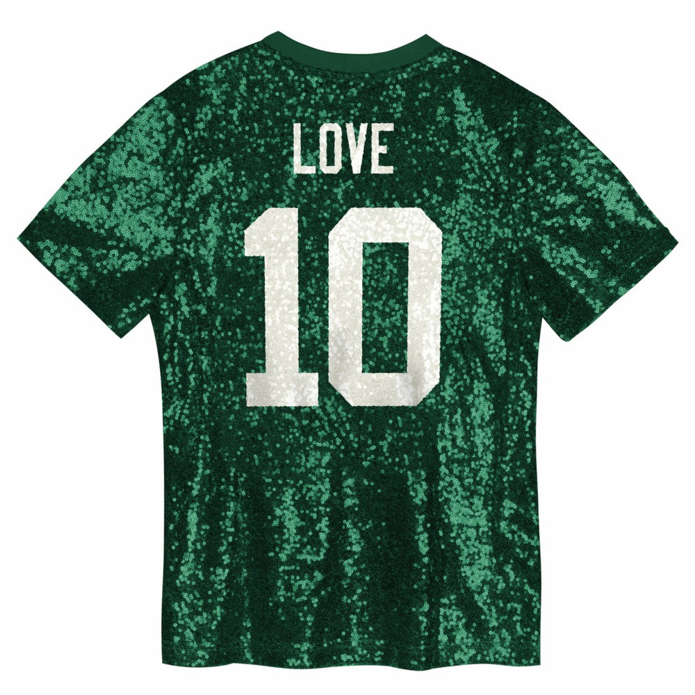 Jordan Love Green Bay Packers Girls Youth Sequin V-Neck Fashion Jersey Green