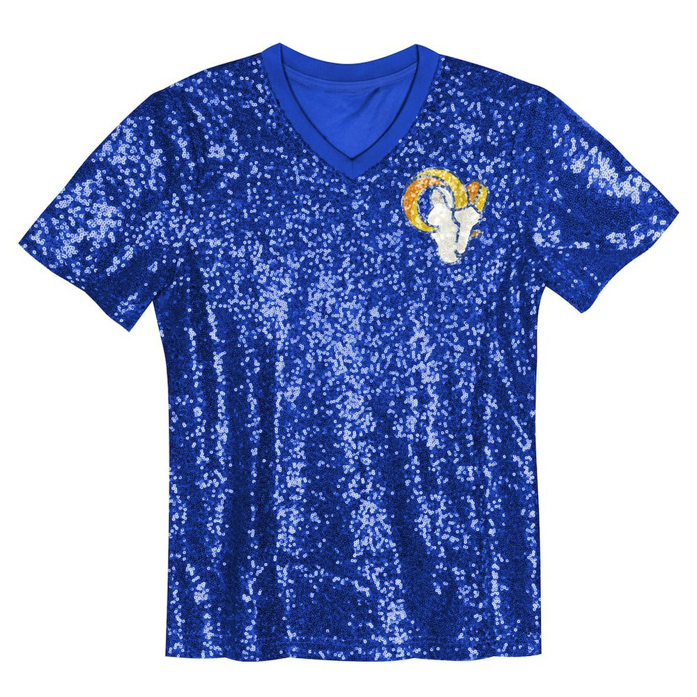 Puka Nacua Los Angeles Rams Girls Youth Sequin V-Neck Fashion Jersey Royal