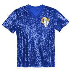 Puka Nacua Los Angeles Rams Girls Youth Sequin V-Neck Fashion Jersey Royal
