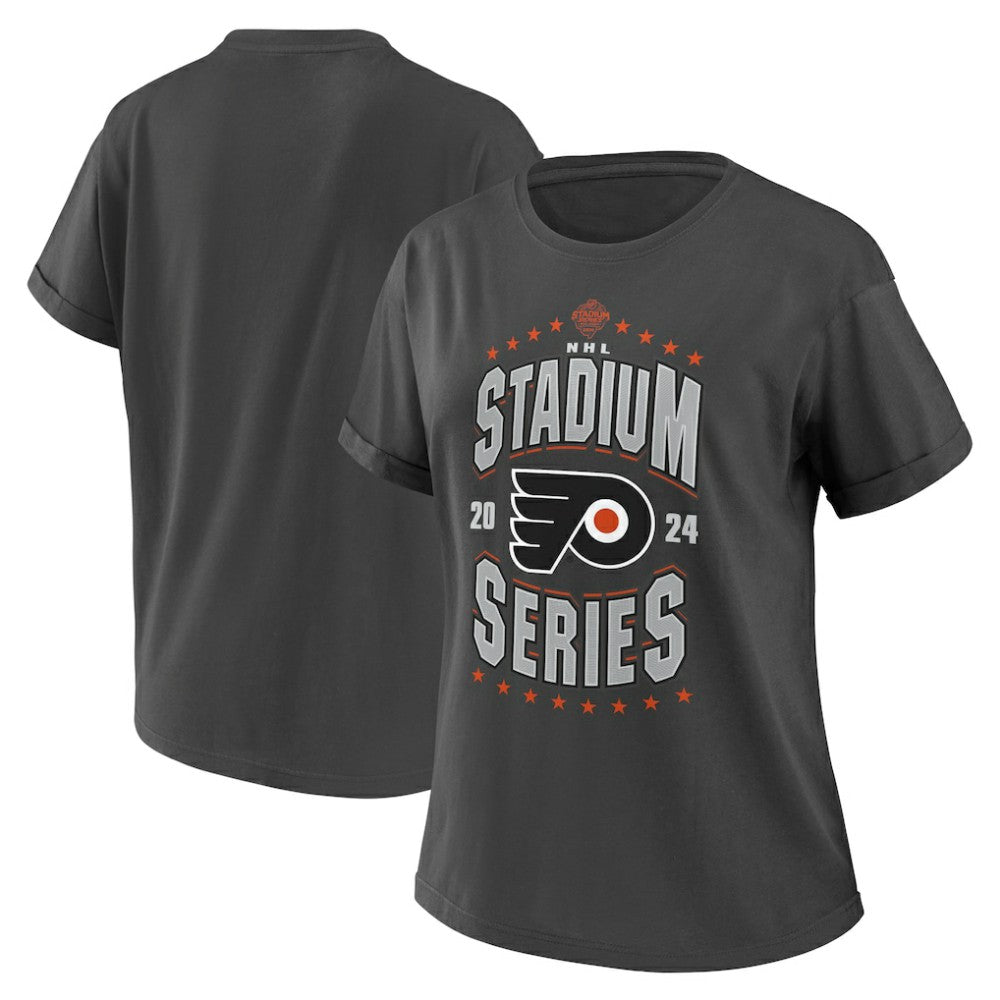 NHL Philadelphia Flyers WEAR by Erin Andrews Women's 2024 NHL Stadium Series Boyfriend T-Shirt - Charcoal