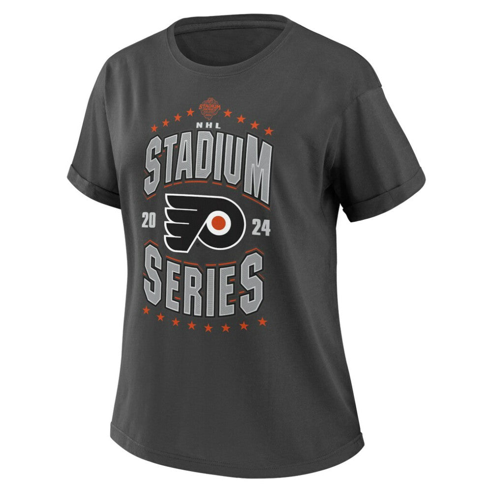NHL Philadelphia Flyers WEAR by Erin Andrews Women's 2024 NHL Stadium Series Boyfriend T-Shirt - Charcoal