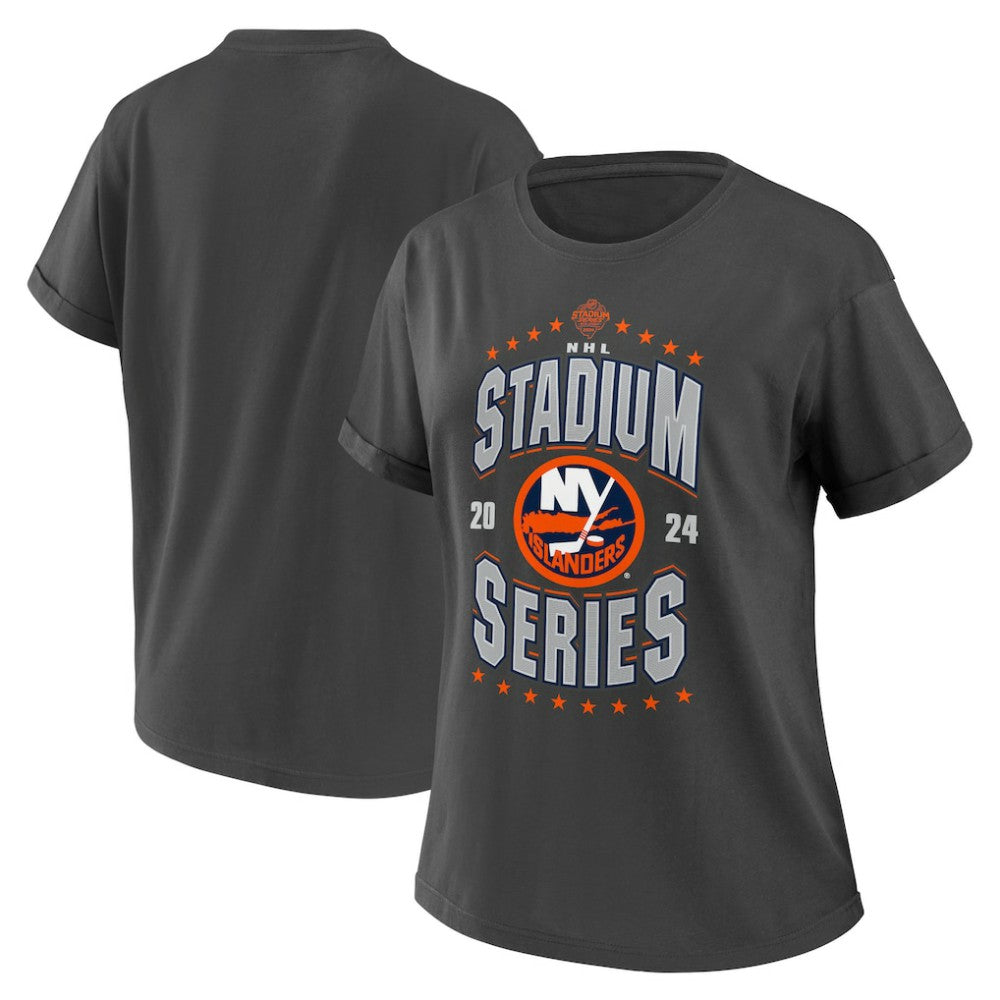 NHL New York Islanders WEAR by Erin Andrews Women's 2024 NHL Stadium Series Boyfriend T-Shirt - Charcoal