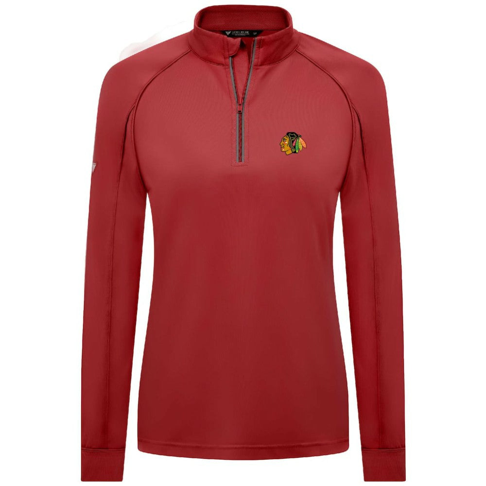 NHL Chicago Blackhawks Levelwear Women's Kinetic Insignia Core Quarter-Zip Pullover Top - Red