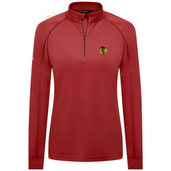 NHL Chicago Blackhawks Levelwear Women's Kinetic Insignia Core Quarter-Zip Pullover Top - Red