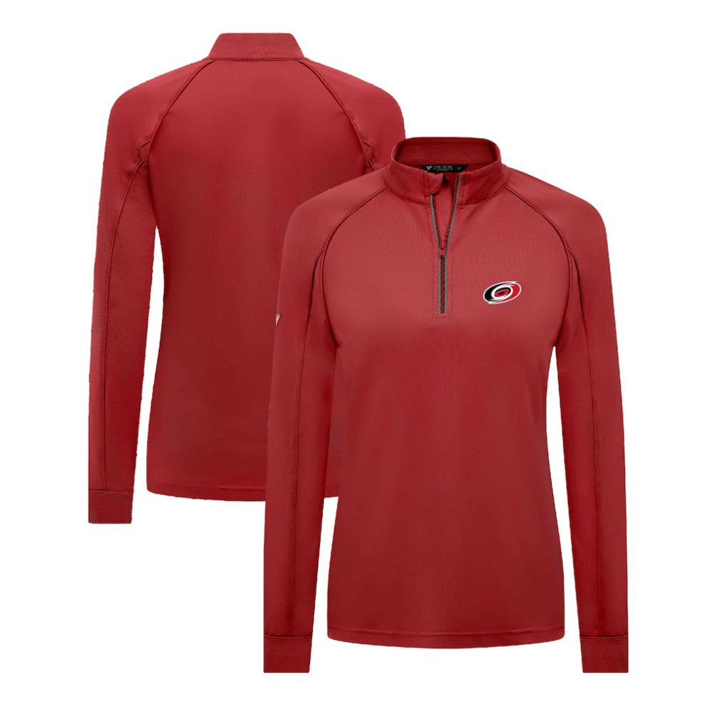 NHL Carolina Hurricanes Levelwear Women's Kinetic Insignia Core Quarter-Zip Pullover Top - Red