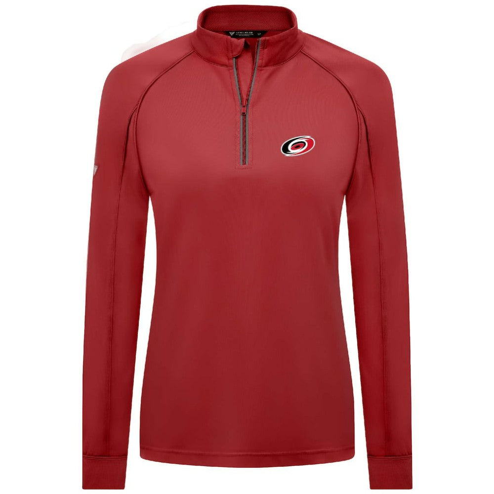 NHL Carolina Hurricanes Levelwear Women's Kinetic Insignia Core Quarter-Zip Pullover Top - Red