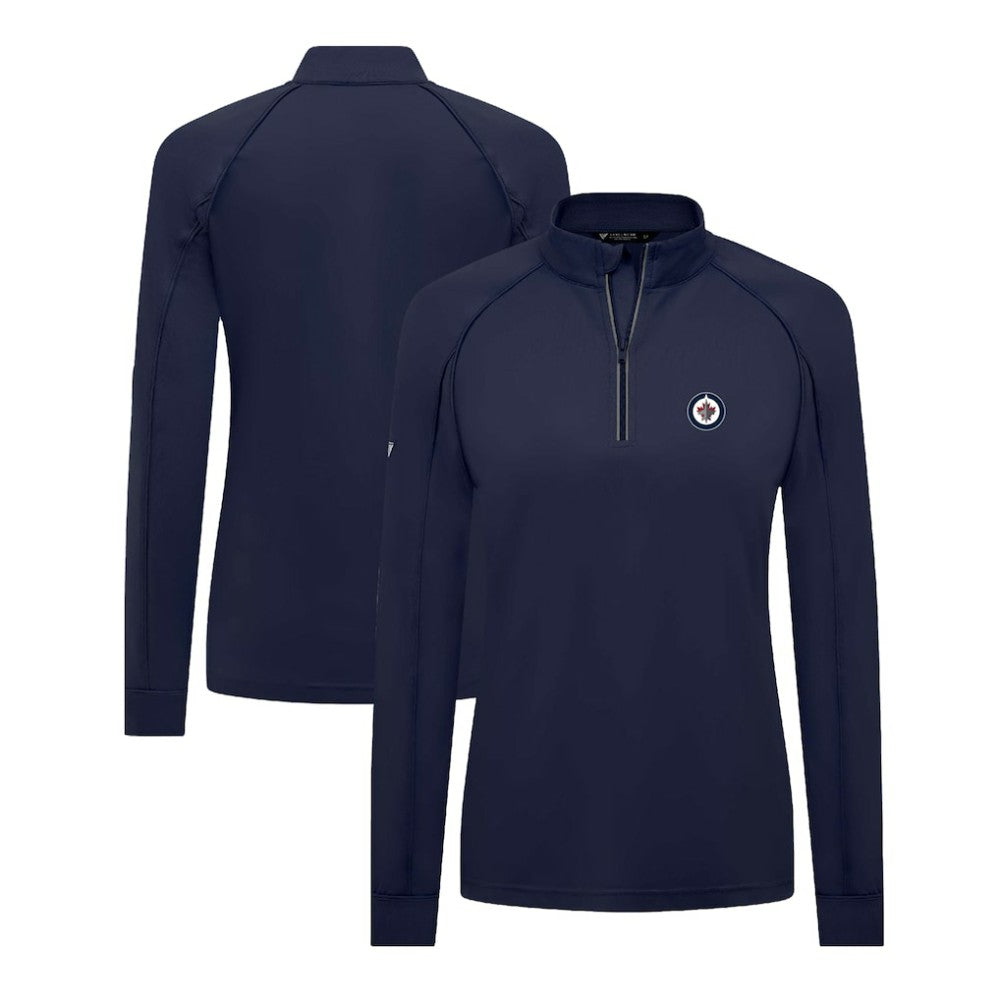 NHL Winnipeg Jets Levelwear Women's Kinetic Insignia Core Quarter-Zip Pullover Top - Navy