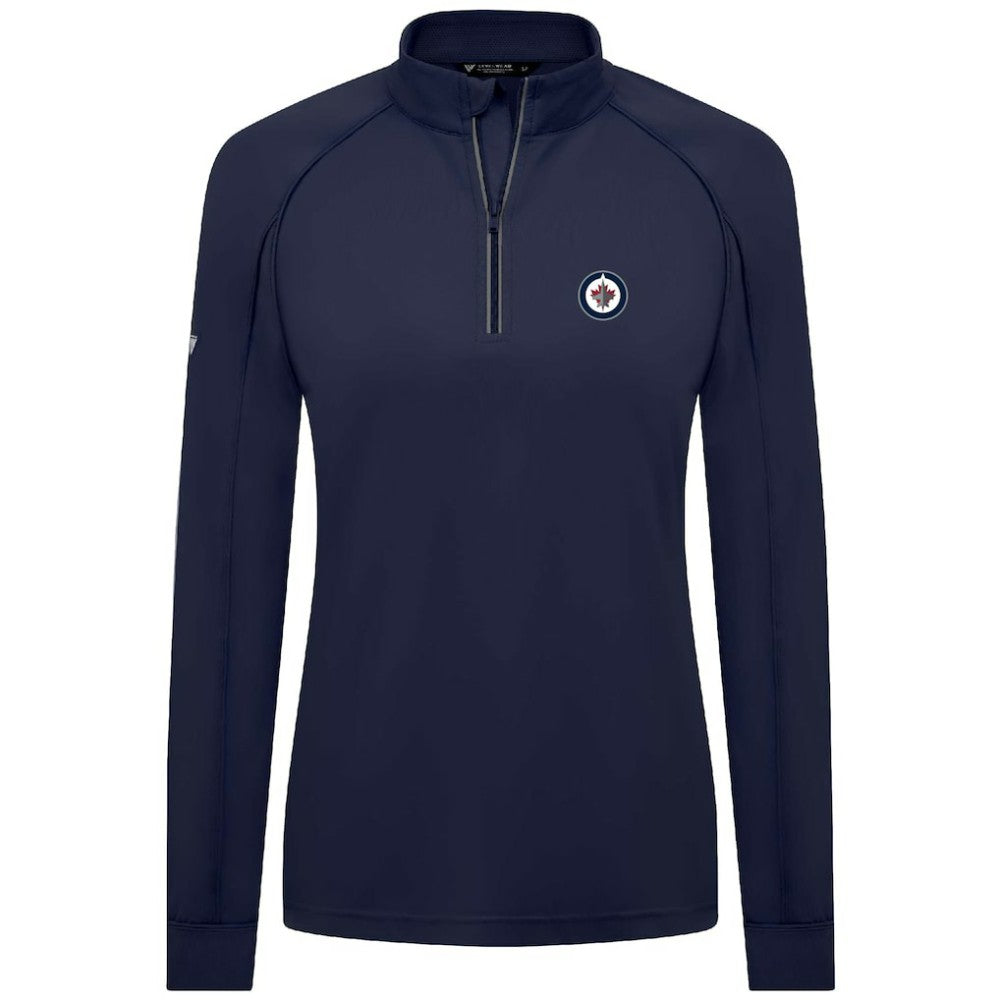 NHL Winnipeg Jets Levelwear Women's Kinetic Insignia Core Quarter-Zip Pullover Top - Navy