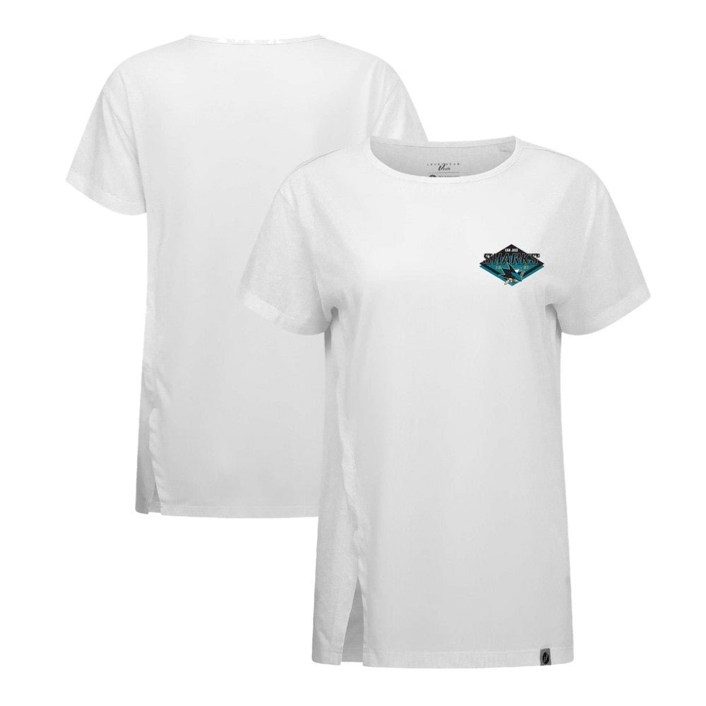 NHL San Jose Sharks Levelwear Women's Influx Club Patch 2.0 T-Shirt - White
