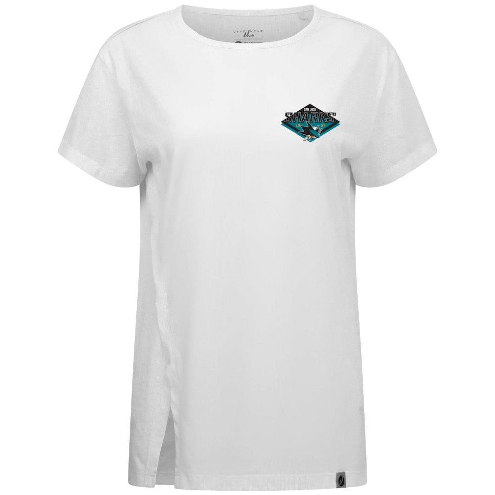 NHL San Jose Sharks Levelwear Women's Influx Club Patch 2.0 T-Shirt - White
