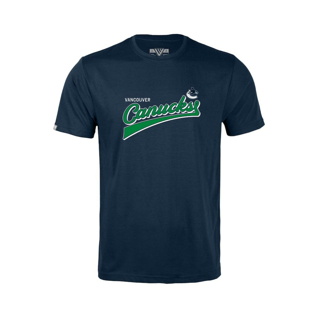 NHL Vancouver Canucks Levelwear Youth Little Richmond Retro Script T-Shirt - Navy