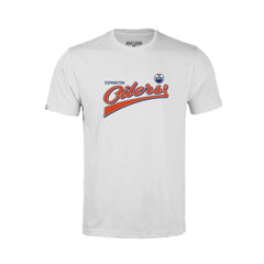 NHL Edmonton Oilers Levelwear Youth Little Richmond Retro Script T-Shirt - White