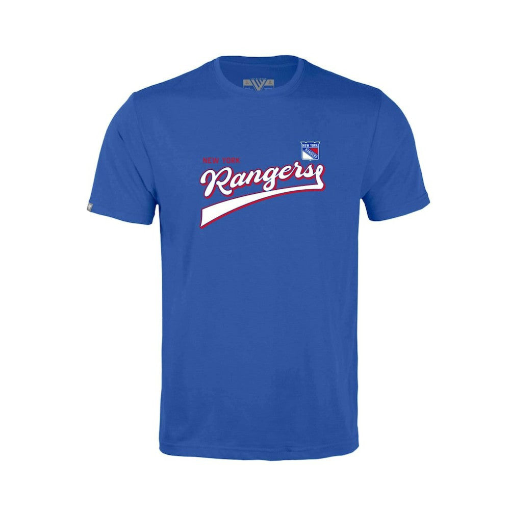 NHL New York Rangers Levelwear Youth Little Richmond Retro Script T-Shirt - Blue