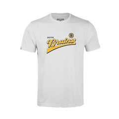 NHL Boston Bruins Levelwear Youth Little Richmond Retro Script T-Shirt - White