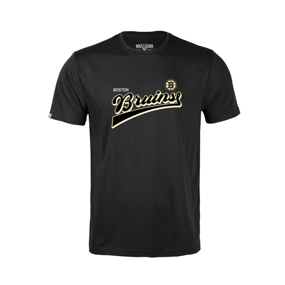 NHL Boston Bruins Levelwear Youth Little Richmond Retro Script T-Shirt - Black