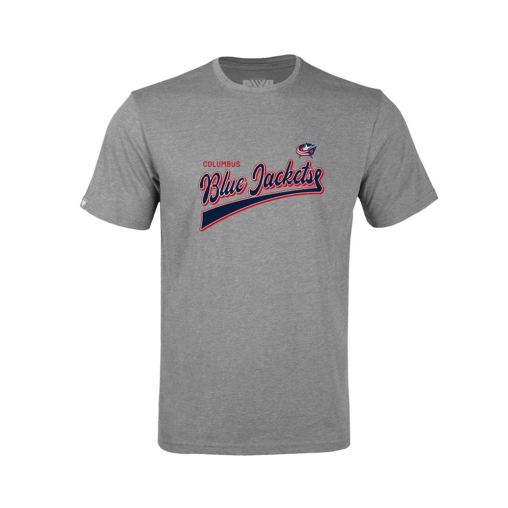NHL Columbus Blue Jackets Levelwear Youth Little Richmond Retro Script T-Shirt - Heather Gray